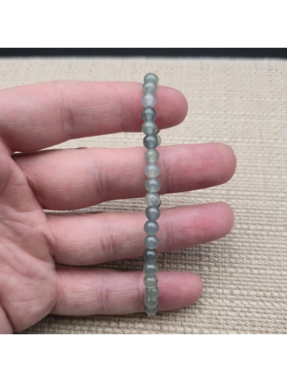 7 Inch Sterling Silver Natural Round Moss Agate Stone Bracelet B1442 - Picture 2 of 7